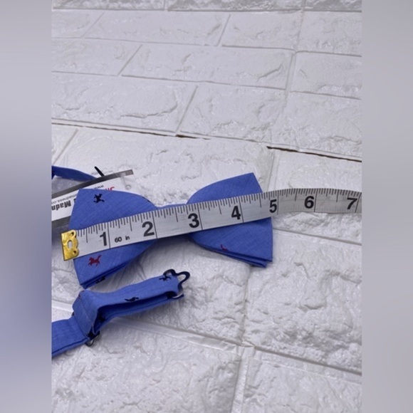 Skinny Tie Madness - Men’s Bow Tie Blue Multicolor Animal Print SKM858 - Picture 6 of 7